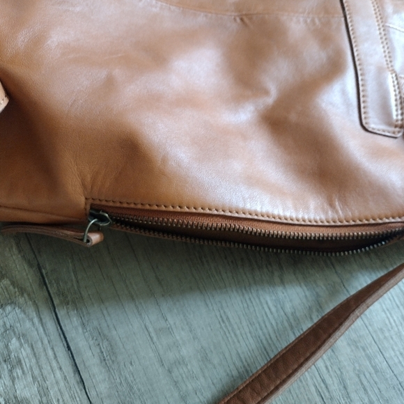 Anthropologie Leather Back Pack Brown Zip Top Sheep Leather Soft main image 6